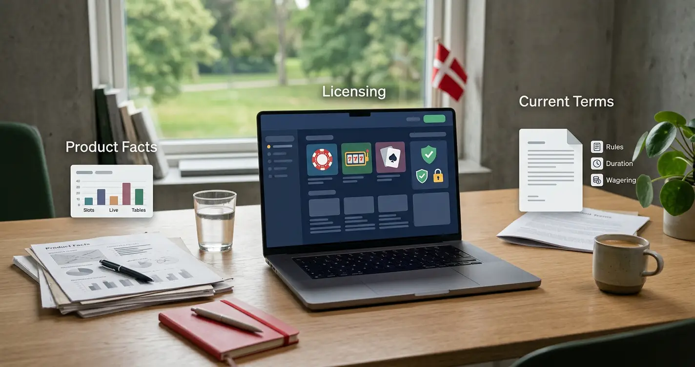 Redaktionel illustration af vurdering af et online casino i dansk kontekst
